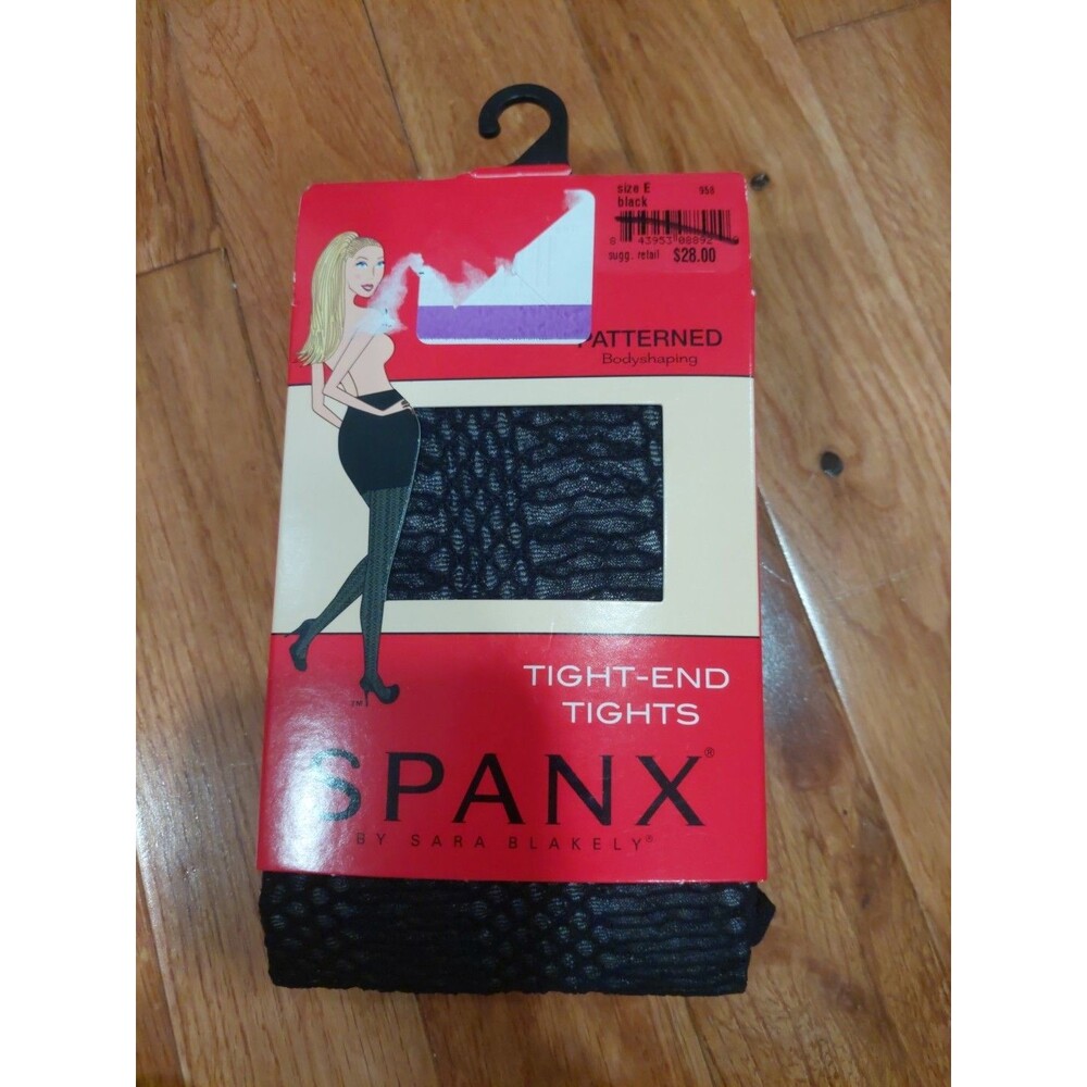 Sz E Spanx Black Patterned Bodyshaping Tight-End Tights Size E Style 958